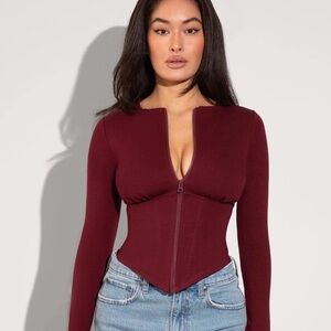 Women's Burgundy Long Sleeve Top